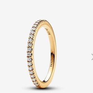 Pandora Sparkling 14k Gold Band ring sz 9